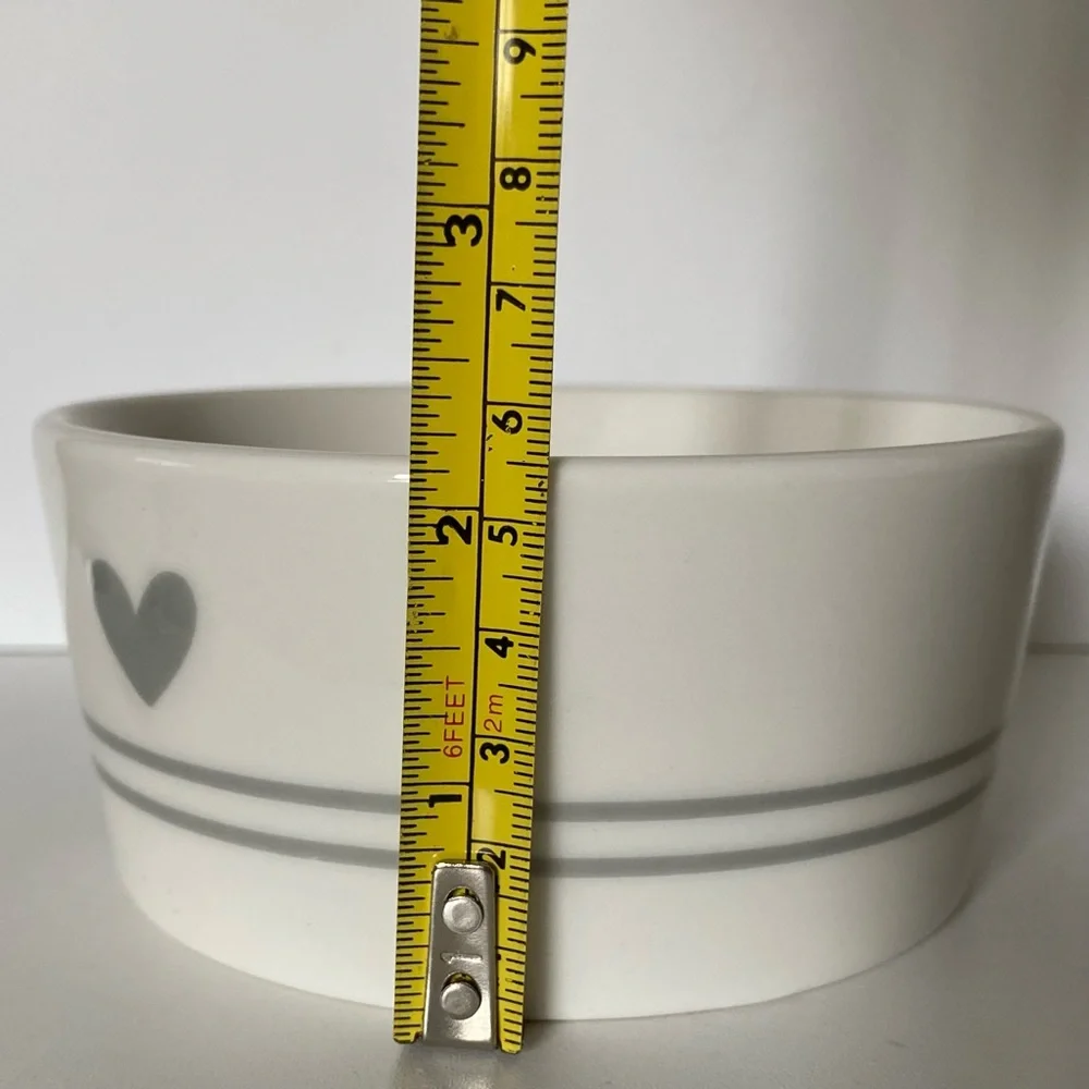 Teacup's Diner Ceramic Food Bowl Dish White Gray Paw Prints Cat Dog 4.75” EUC
